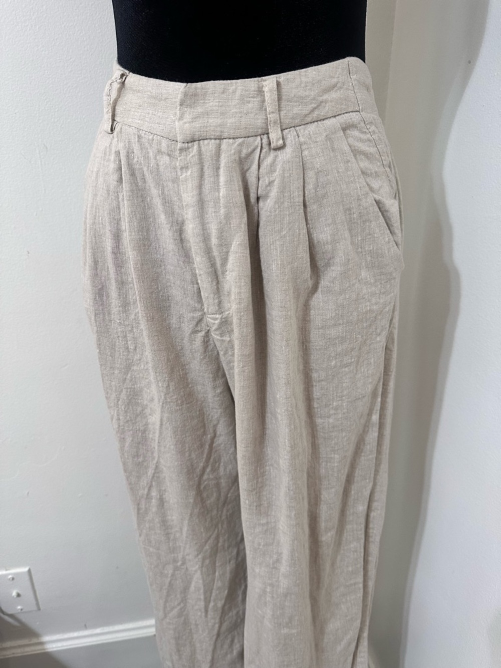 DISSH Beige Wide-Leg Linen Pants